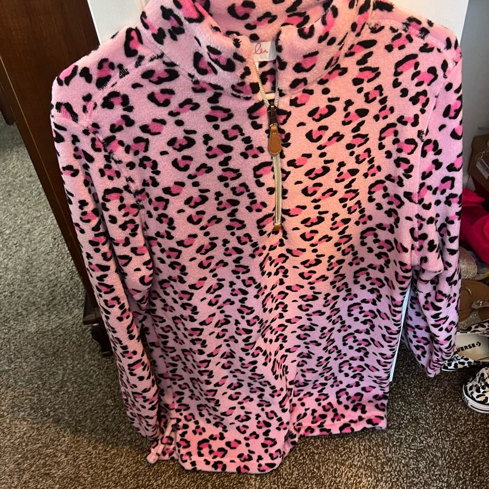 Never worn. Boutique brand, pink leopard sherpa. Size medium.